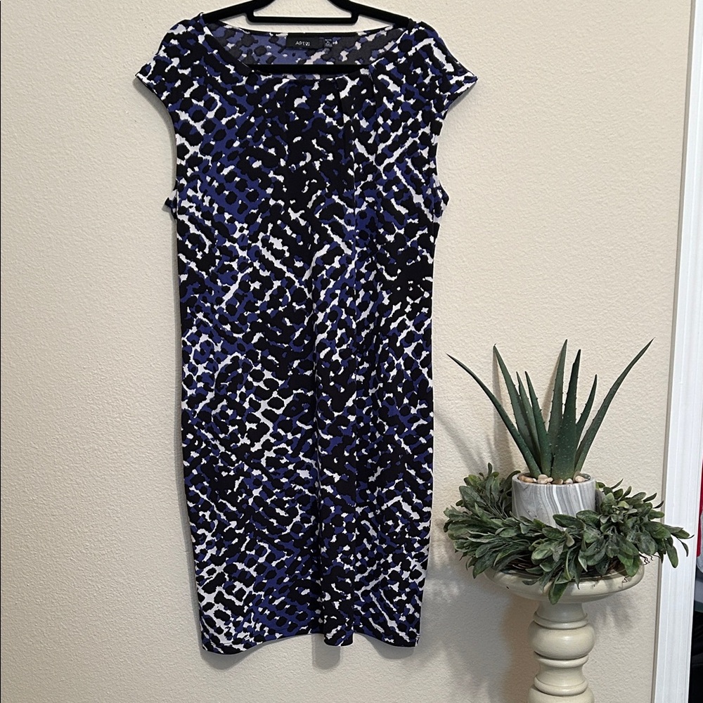Apt. 9 Blue, Black and White Abstract Dress